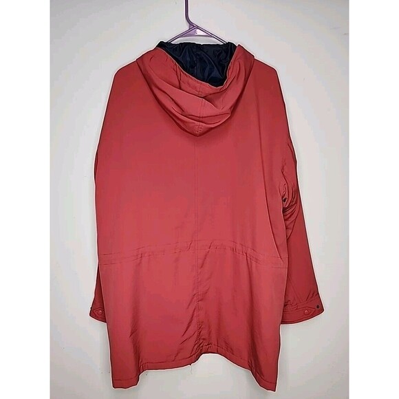 Timberland Jacket Mens Medium Rust Red Raincoat Waterproof with Hood EUC - Picture 2 of 7